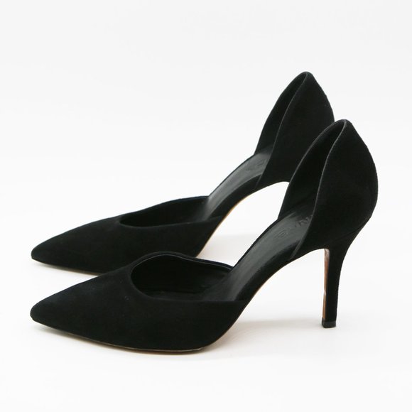 VINCE Suede Celeste D'Orsay Pumps in Black Size 8.5 Pointy Toe Slip On Heel $350 - Picture 2 of 16